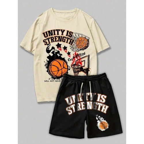 Kit Camiseta Branca + Bermuda de Moletom Estilo Tumblr , Basquete Champion" - LANÇAMENTO EXCLUSIVO