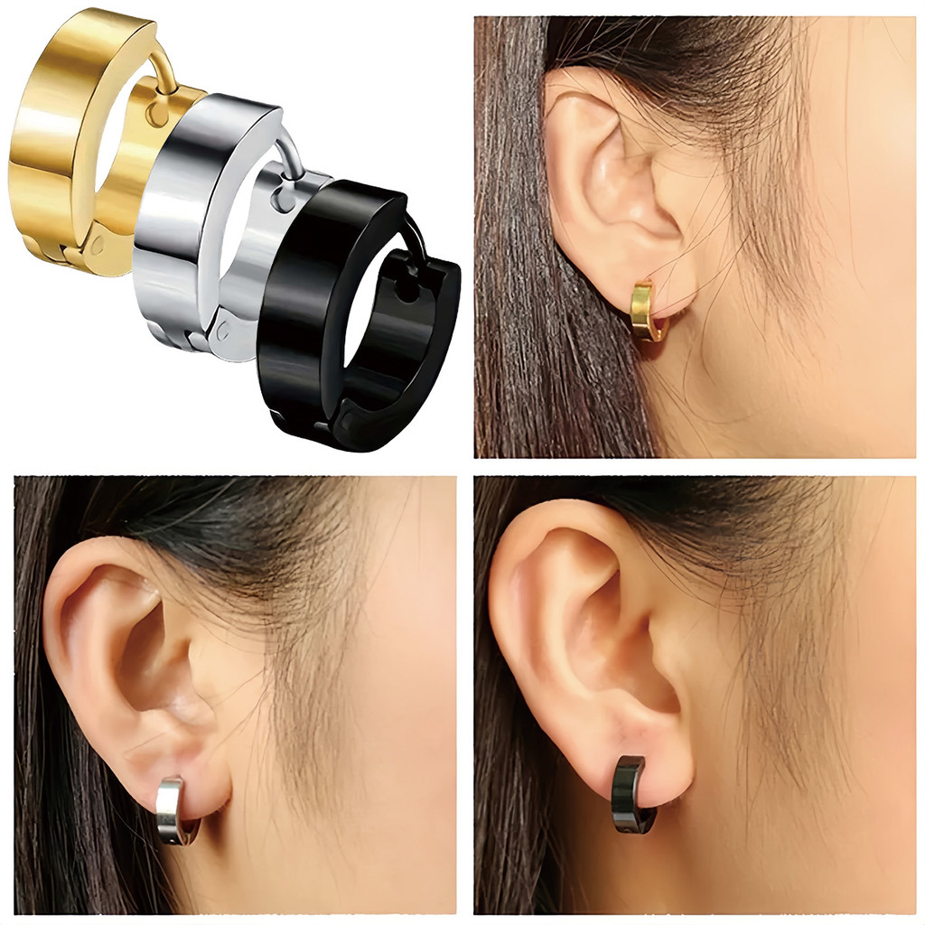 Brincos de piercing antialérgicos de aço inoxidável para homens e mulheres
