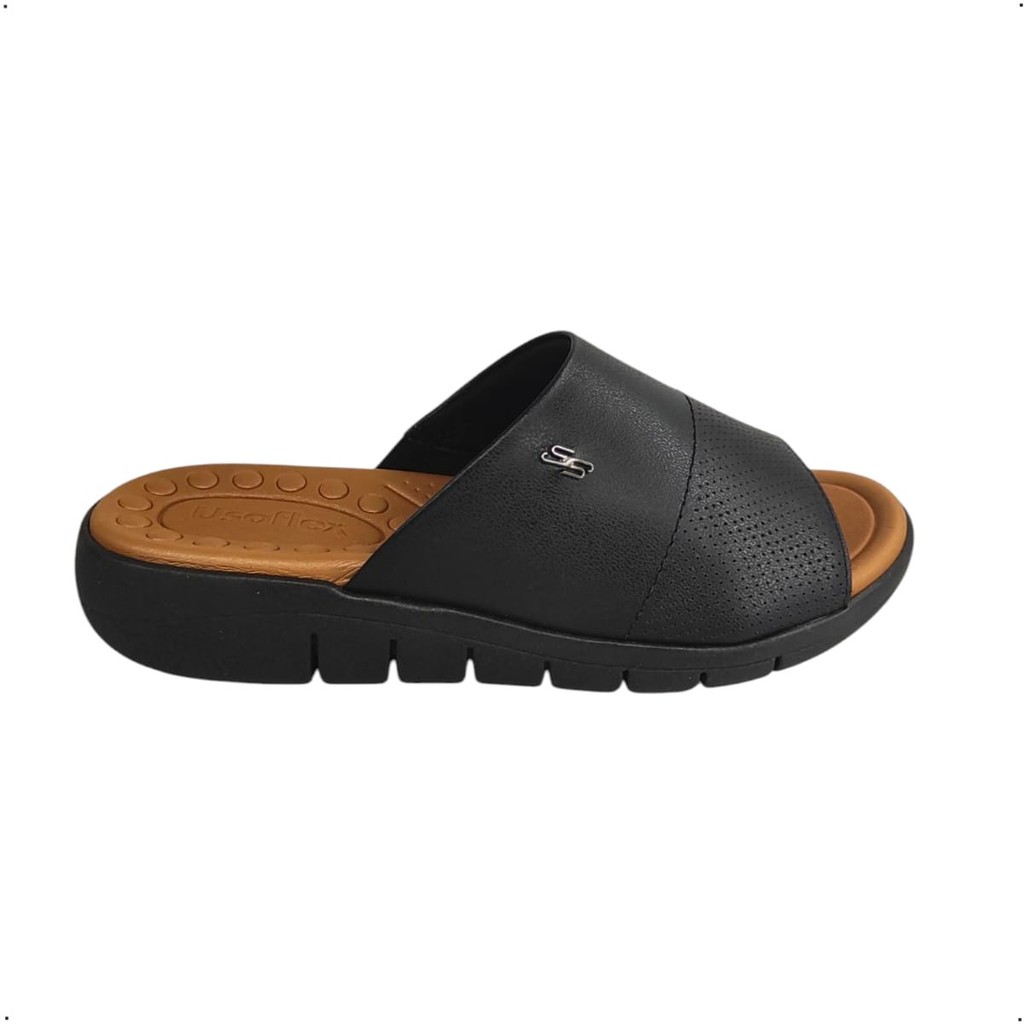 Tamanco Ortopedico Usaflex Couro Conforto Anabela UC0803