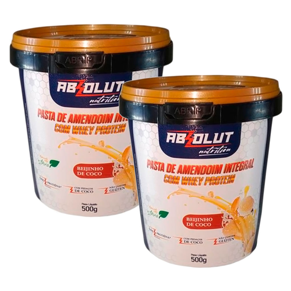 Kit 2 Pasta de Amendoim Absolut Nutrition Beijinho de Coco 500g - Food & Beverages