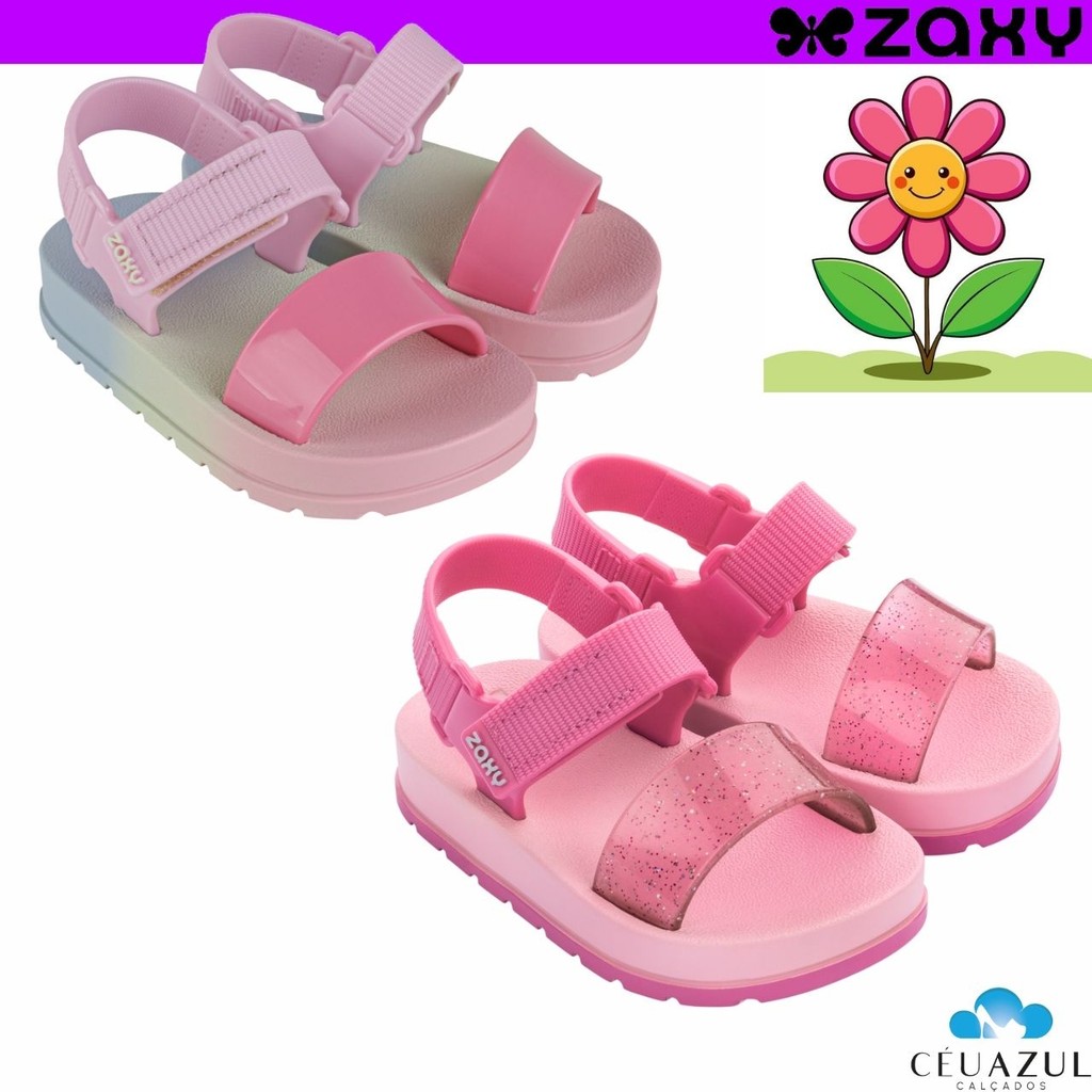 Sandália Feminina Infantil Zaxynina Moderninha Baby Lançamento Tira Autocolante em Oferta na Shopee