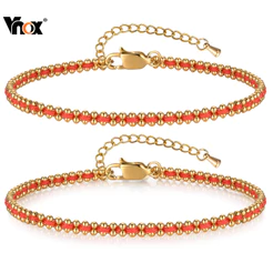 Pulseira De Corrente Tecida Com Corda Vermelha Vnox Para Mulheres , De Elo De Aço Inoxidável Dourado , Presente De Joias