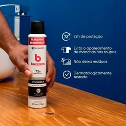 Desodorante Antitranspirante Aerosol Bozzano Invisible 72h Masculino 200ml