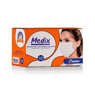 Máscara Tripla 50un Medix Branca descartável hospitalar anvisa em Oferta na Shopee