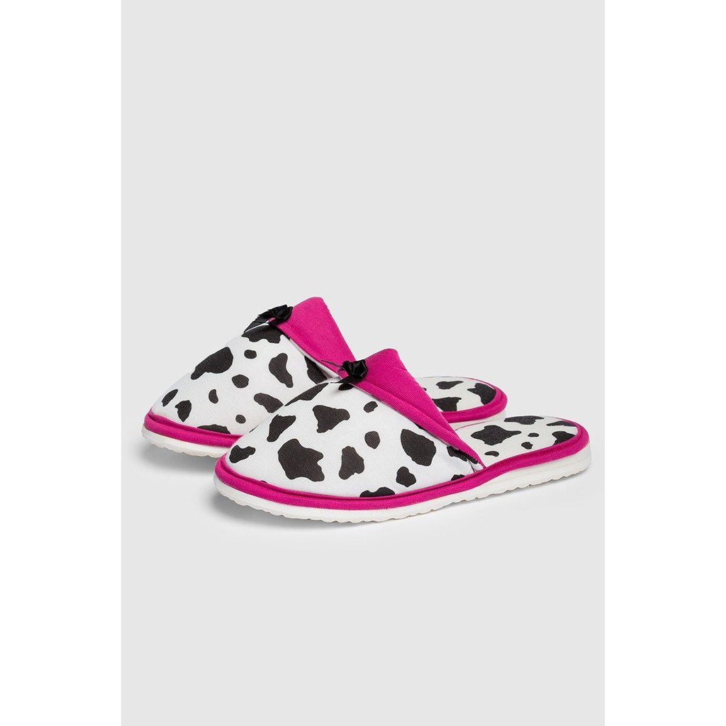 Pantufa Feminino Confortável Macia e Estampada Animal Print Vaquinha