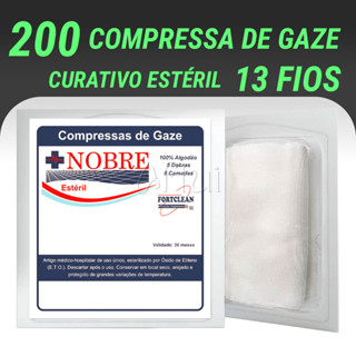 Compressa de Gaze Estéril 200 Gazes Nobre 13 Fios 8 Camadas Curativo em Oferta na Shopee