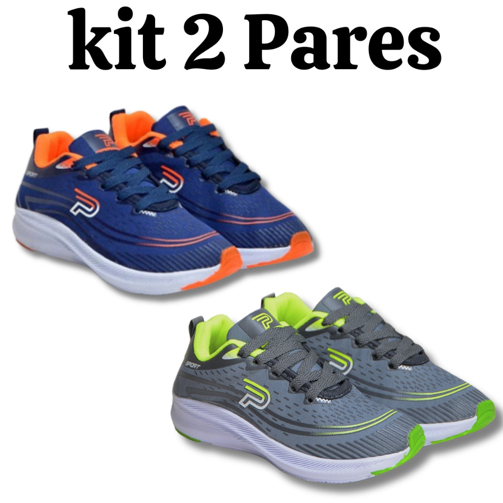 Kit 2 Pares Tênis Infantil Sport, Confortável e Leve, Masculino e Feminino Ref-04 em Oferta na Shopee