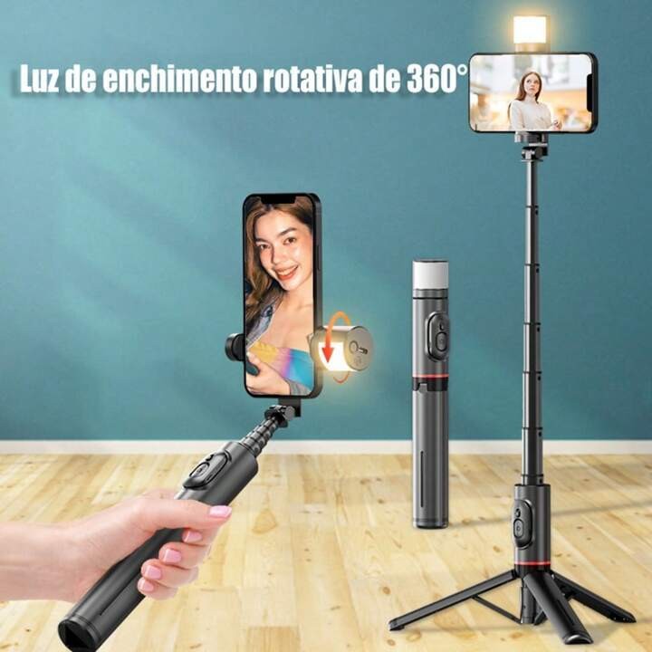 Bastão Pau de Selfie Bluetooth Retrátil suporte tripé para celular Hmaston Original ZP11 Cor Preto