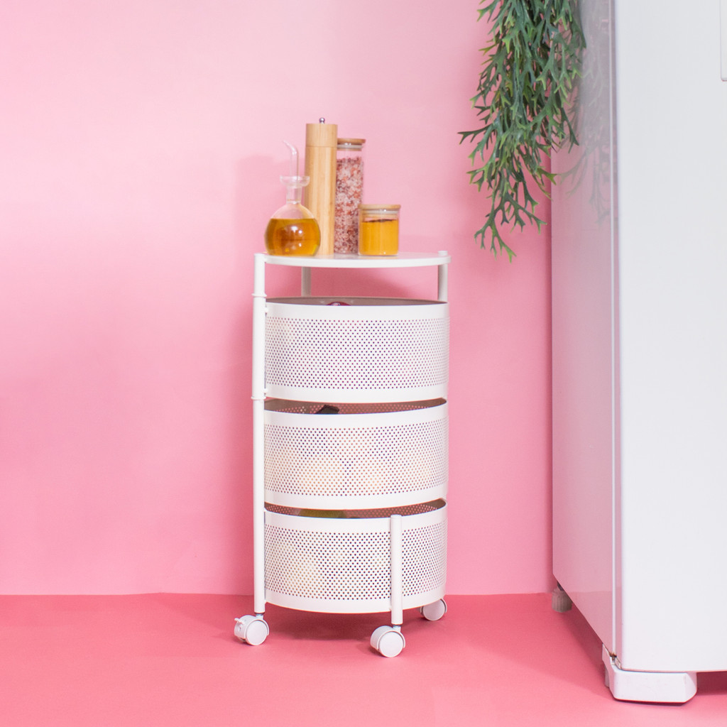 gaveteiro giratório redondo com rodinhas 3 gavetas - Oikos em Oferta na Shopee