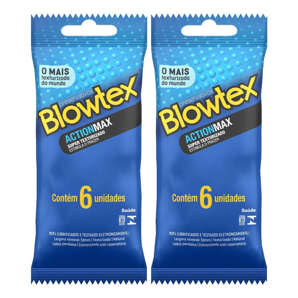 Kit 2 Pacotes Preservativo Blowtex Action C/ 6 Unidades Cada em Oferta na Shopee