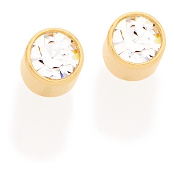 Brinco Solitário Tubo Com Cristais Rommanel 523172 em Oferta na Shopee