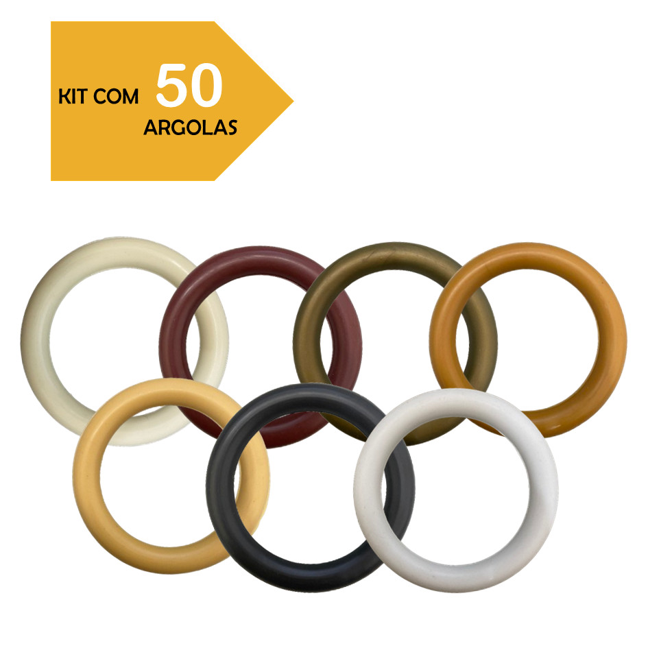 KIT 50 UNIDADES ARGOLAS 19MM PARA CORTINA  VARÃO CORES