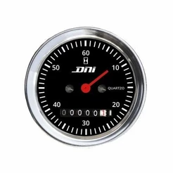 Horímetro Fundo Preto e Aro Cromado com Iluminação 52mm Bivolt Universal -DNI 4504