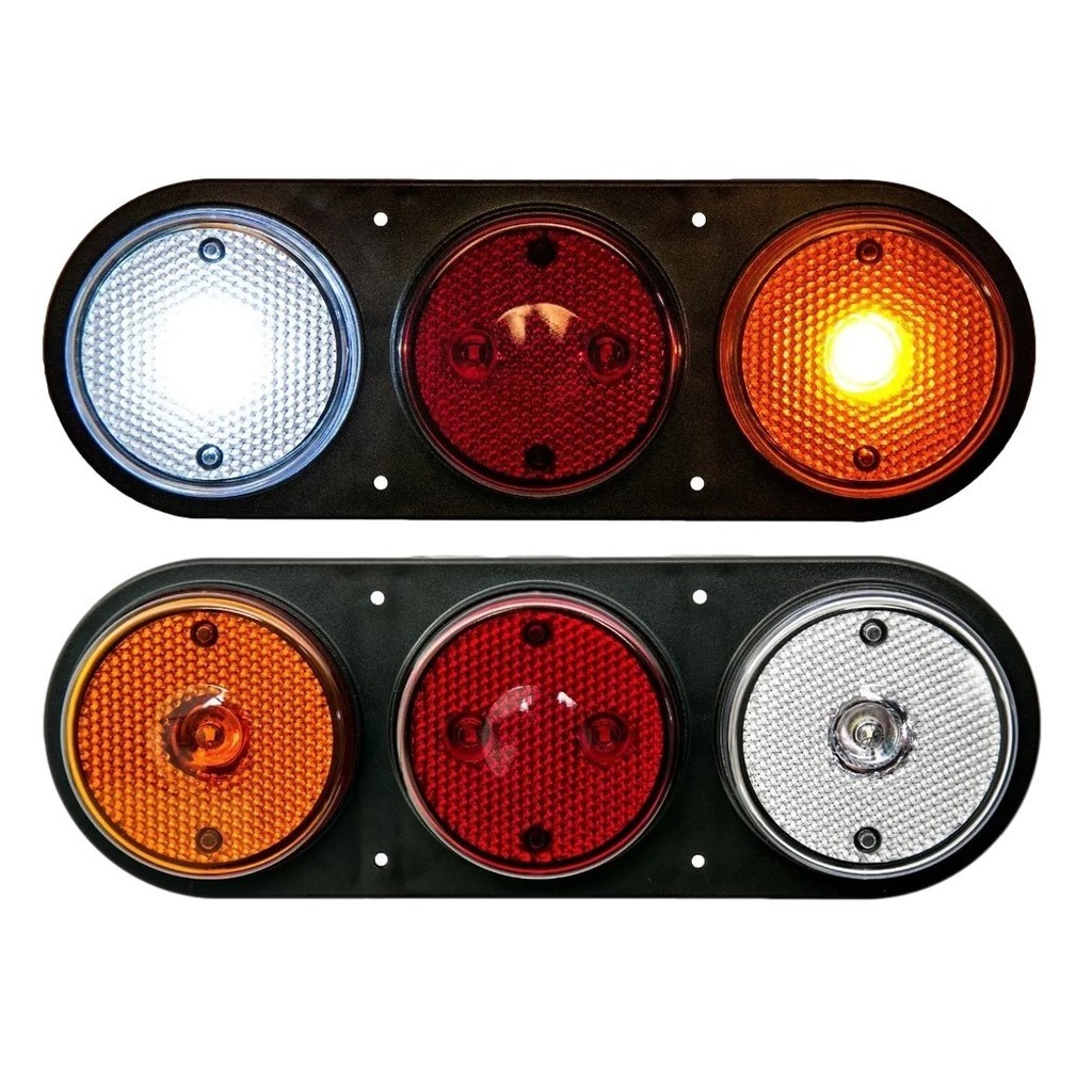 Par Lanterna Carretinha LED Traseira Reboque Carreta 4 Funções Com Pisca Seta Ré Luz de Freio Meia Luz Sinbrax
