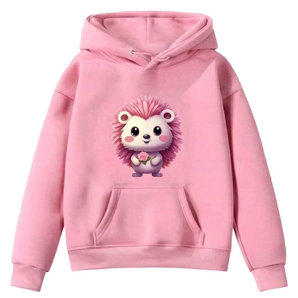 Blusa Moletom Flanelado Infantil Canguru Ouriço Rosa Flor Desenho Animal Infância Tv Envio Imediato