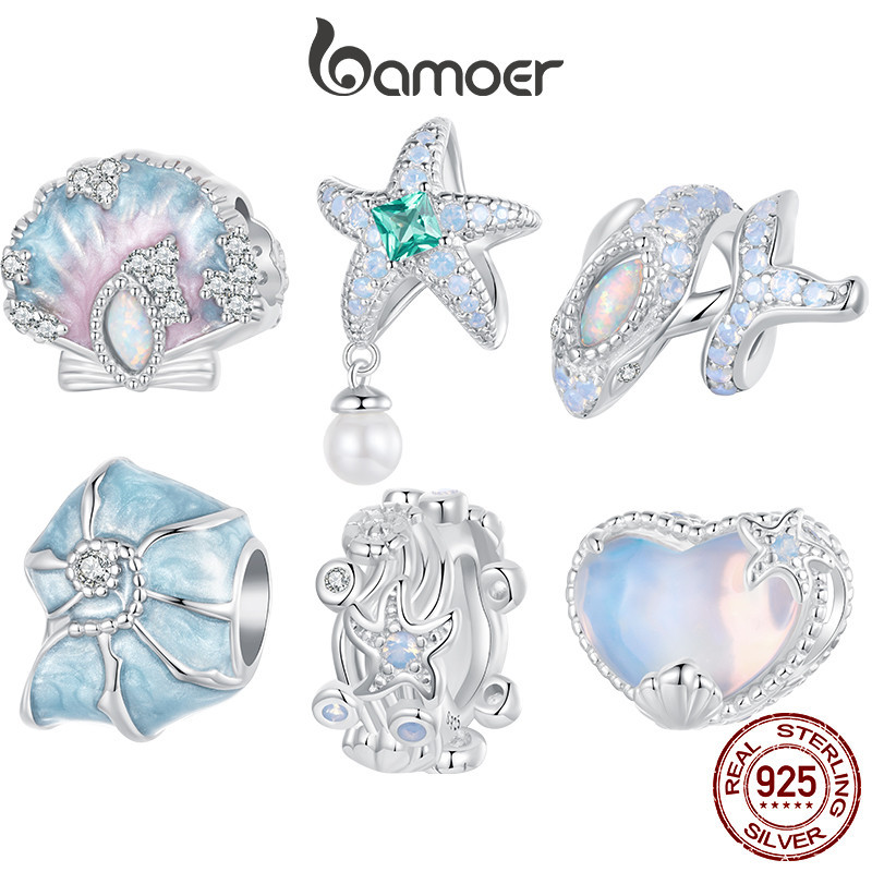 Bamoer Charme Prata 925 Baleia Estrela Concha Mar Azul Presente​ em Oferta na Shopee