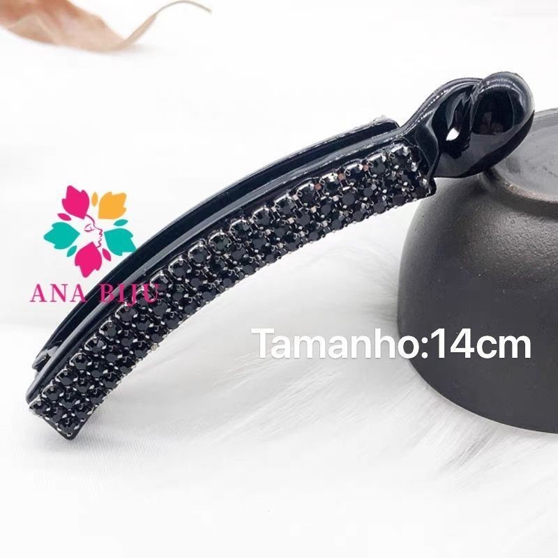 ANA1108 KIT Presilha Clip Banana Com Strass Ornamento Para Cabelo
