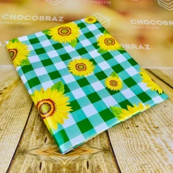 10~50 TOALHAS P/ FESTA JUNINA XADREZ GIRASSOL VERDE 78X78 INOVE (CHOCO)