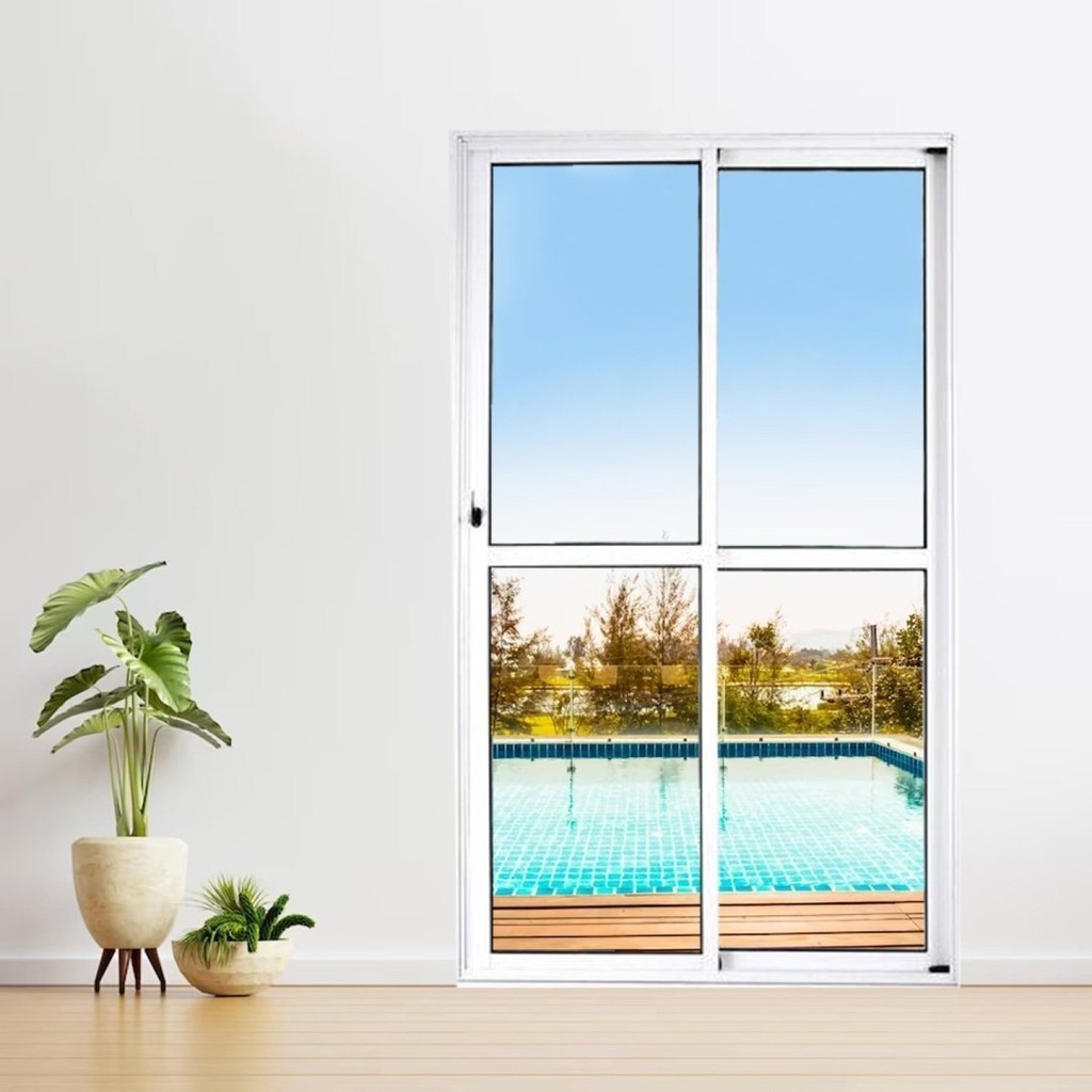 Porta Sacada de Alumínio 2 Folhas 210 x 120cm com Fechadura Linha 25 Branco - Home & Living