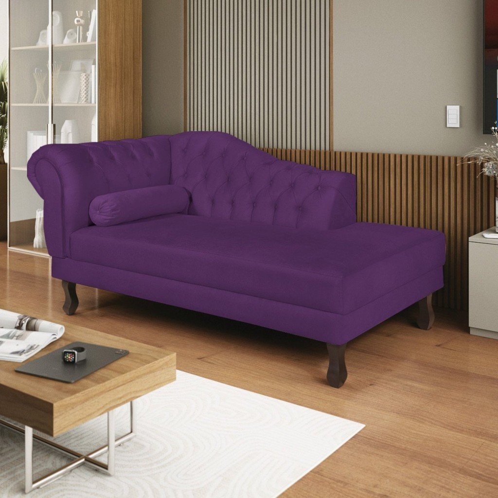 Diva Recamier Dora 160cm Lado Direito Suede Roxo Suede Roxo