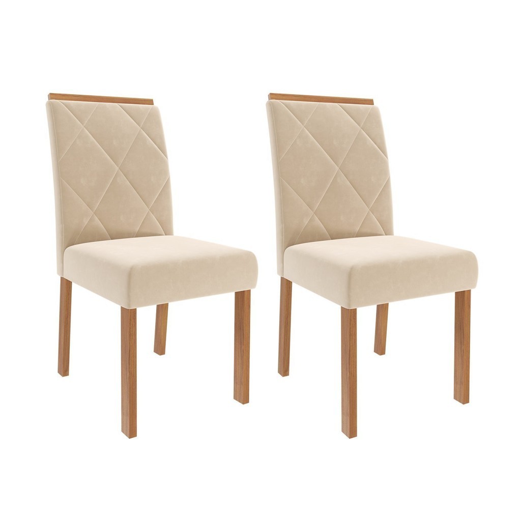 Jogo com 02 Cadeiras Fernanda Wood Ii - Home & Living