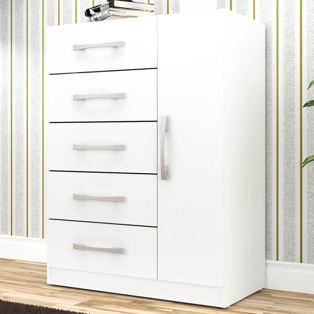 Cômoda 5 Gavetas 1 Porta Corais Branco - Pnr Móveis - Home & Living