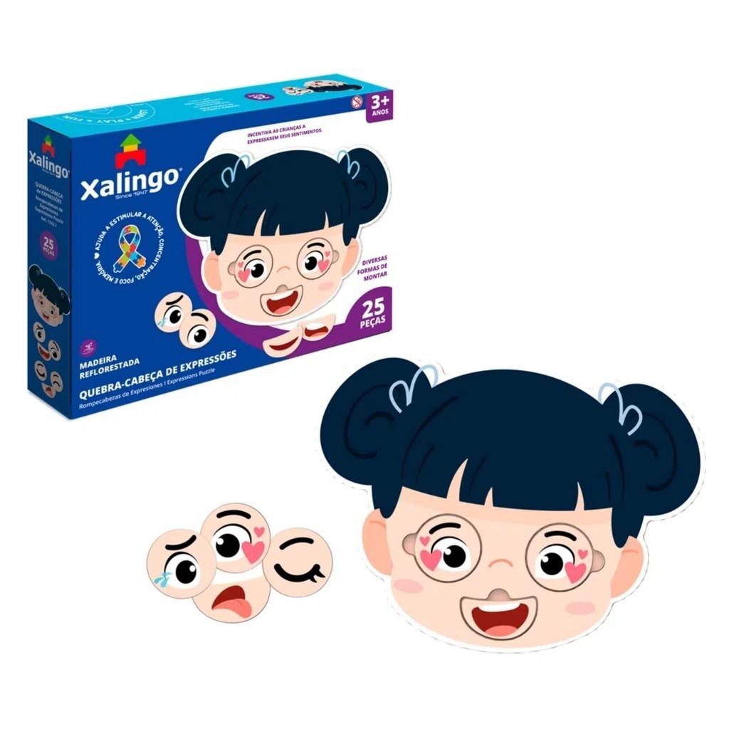 Jogo Quebra-cabeça de Encaixe Expressões II 25 peças para Crianças a Partir de 3 Anos Xalingo - 17621 em Oferta na Shopee