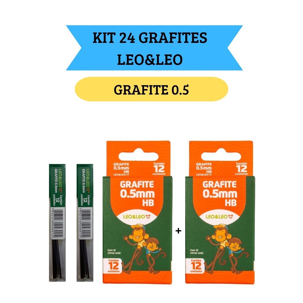 Kit 24 Grafites para Lapiseira Mina De Grafite 0.5mm Leo&Leo