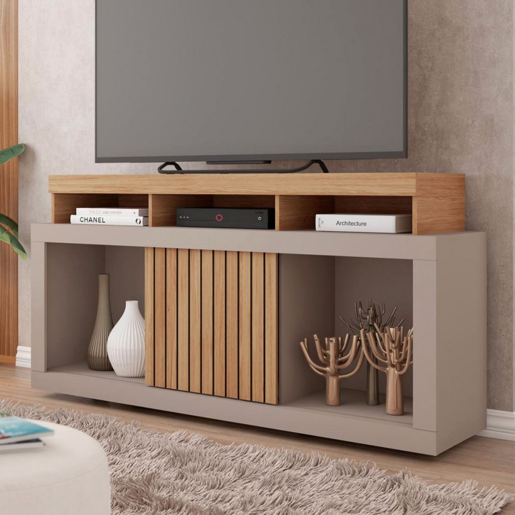 Rack para TV até 55 Polegadas Dragon 1 Porta Ripada - Home & Living
