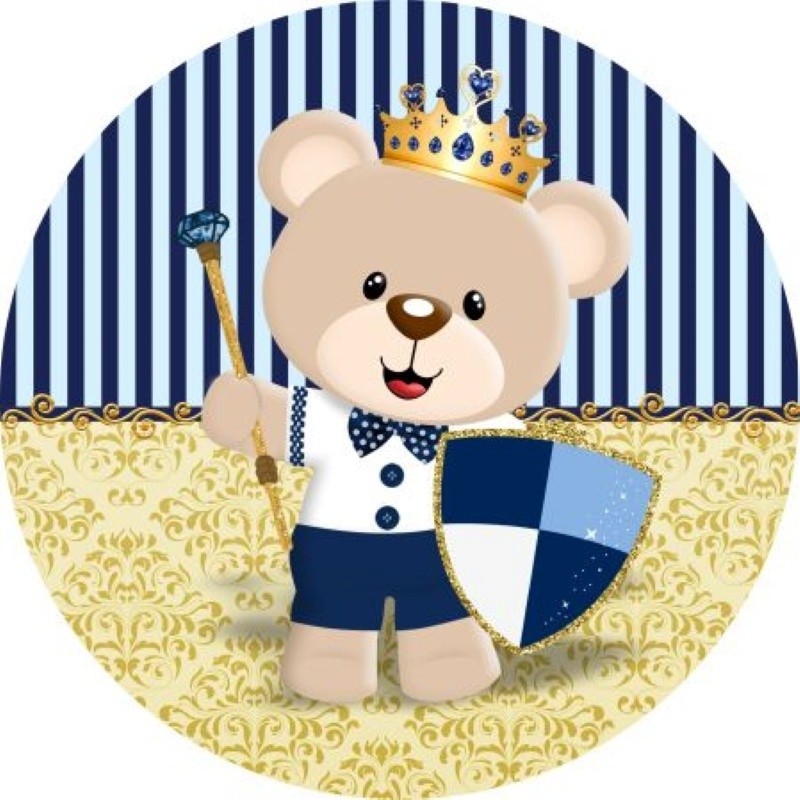 kit 90 adesivos etiqueta adesivo decalque aplique Festa Infantil Redondo urso realeza, ursinho rei, urso reizinho, Fazemos personalizado  p/ Decoração de festa infantil