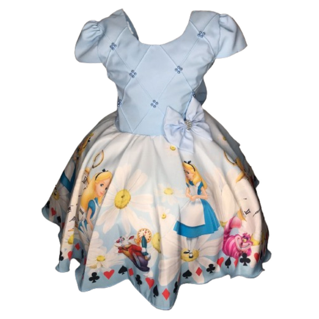 Vestido Alice no Pais das Maravilhas Luxo Festa Tematica Personagens Copas