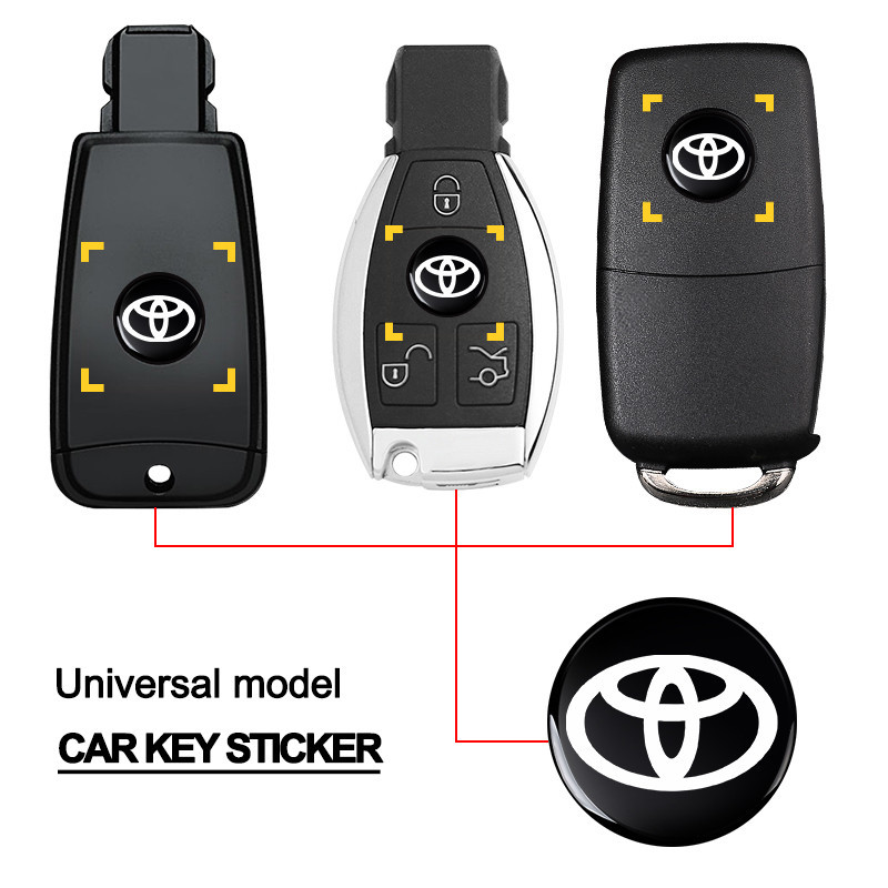 2/5 Pçs 14mm Emblema Chave Do Carro Adesivos Controle Automático Logotipo Decalques Para Toyota C-hr Prado Rav4 Yaris Hi