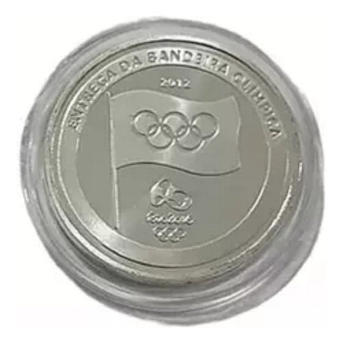 Moeda Medalha Entrega Bandeira Olimpíadas Banhada Prata 27mm