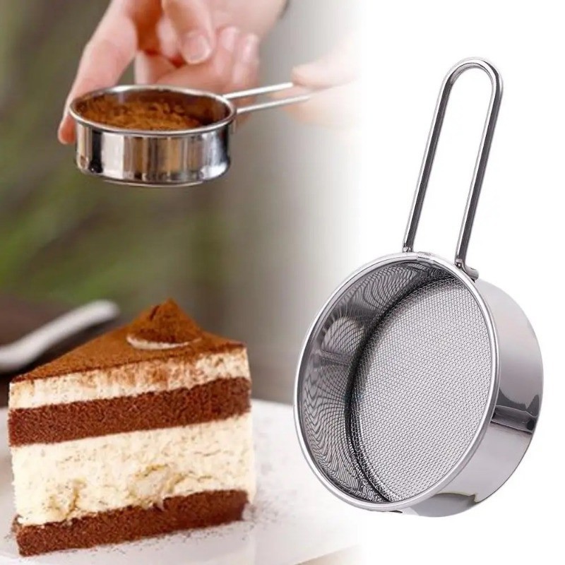 1Pc Filtro De Malha Super Fina Com Cabo De Fácil Limpeza Mini Peneira De Farinha De Aço Inoxidável