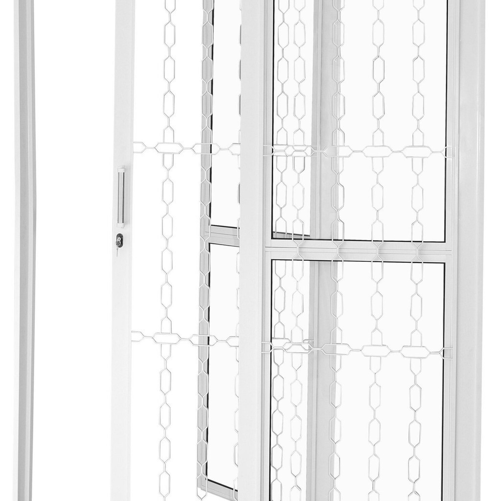 Porta de Correr de Aço 215x160cm Pantografica Grade Elo Ideal Crv Esquadrias Abertura Esquerda