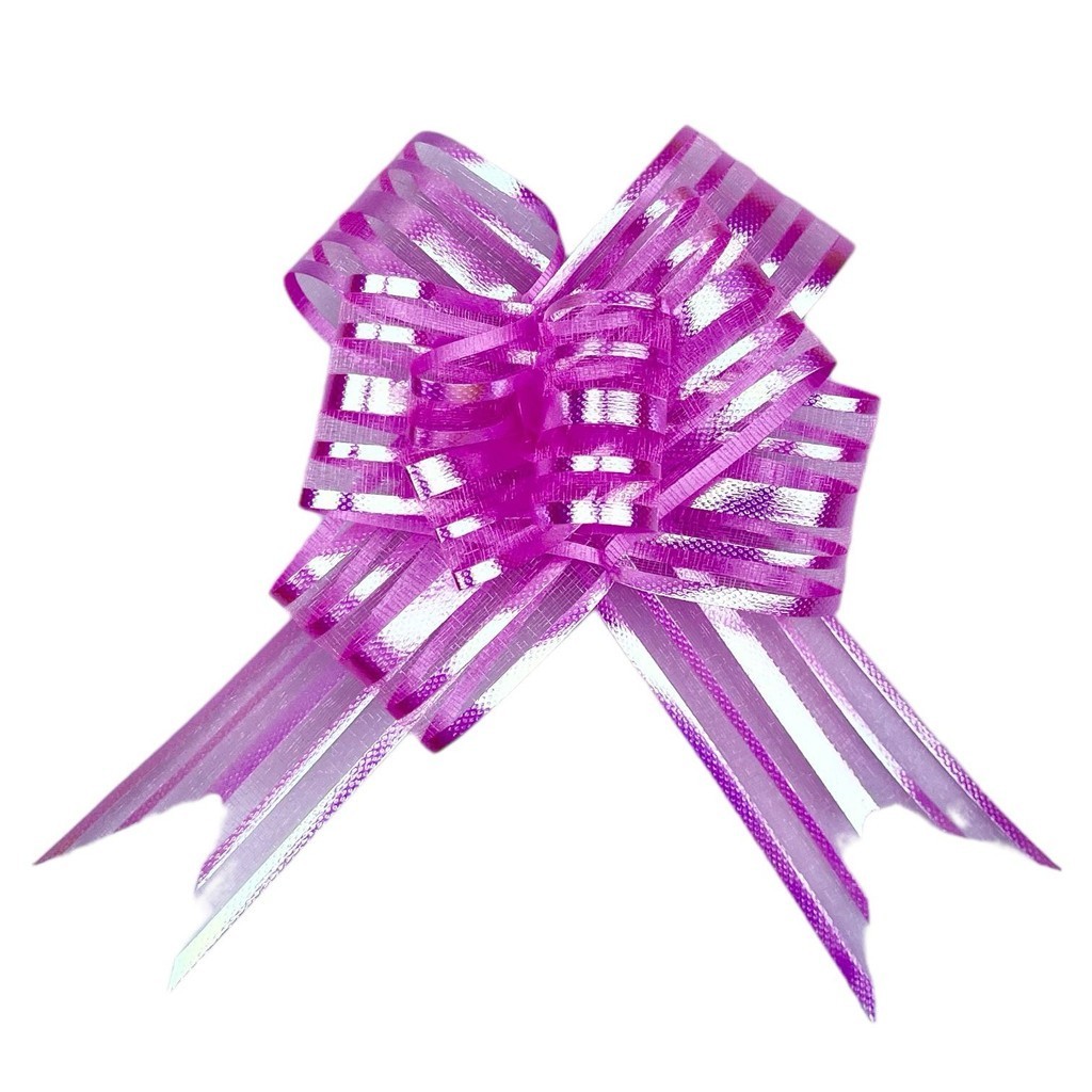 100 LAÇOS FACIL P/ PRESENTE ORGANZA HOLOGRÁFICO ROSA GRANDE 3 CM X 47 CM (EX) - Stationery