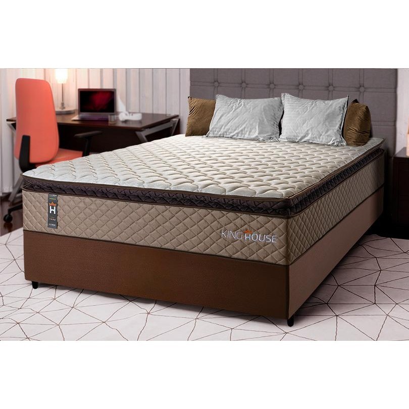 Conjunto Cama Box Espuma Atlanta Bege Casal 138x188x62 em Oferta na Shopee