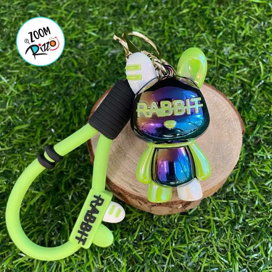 Chaveiro Coelho Metalizado - Verde e Roxo - 6cm - 1 unidade - Rizzo