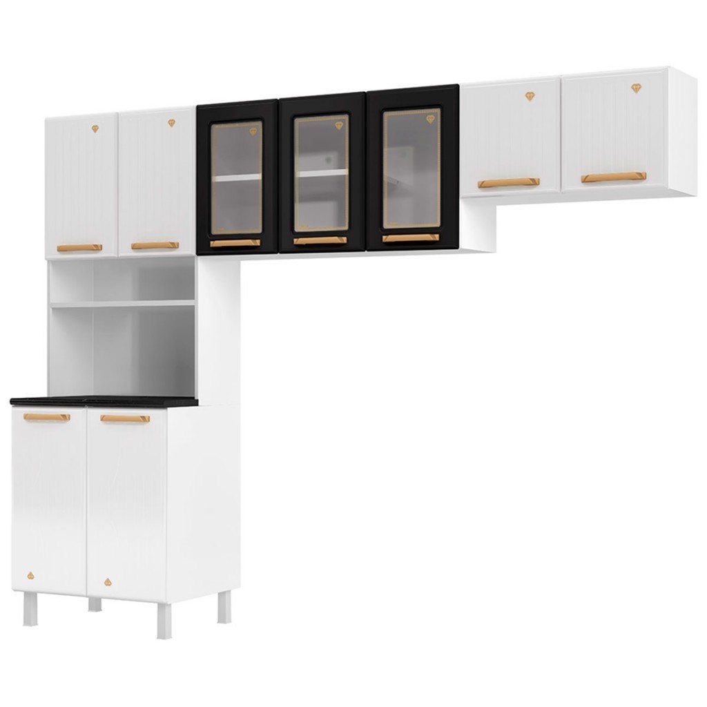 Cozinha de Aço Compacta Diamante 9 Portas com Vidro 818444