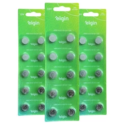 30 Baterias Pilhas Alcalina Lr54 1,5v Blister Cartela Elgin