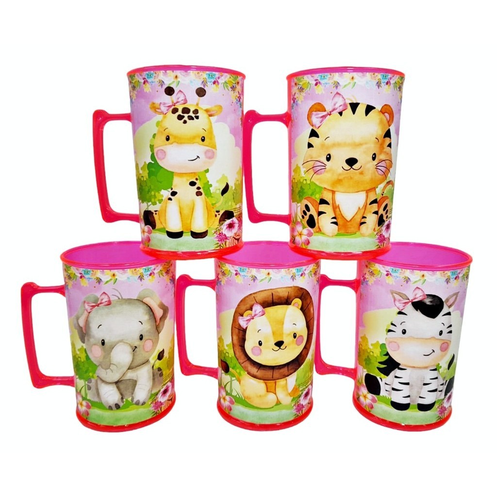 Caneca Safari Rosa Lembrancinhas Safari Rosa Decoração Safari Rosa – Pct com 10 Unidades