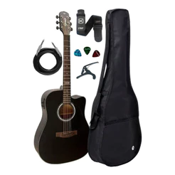 Violão Folk Giannini Gf1d Black Cutway Kit Capa Acessórios