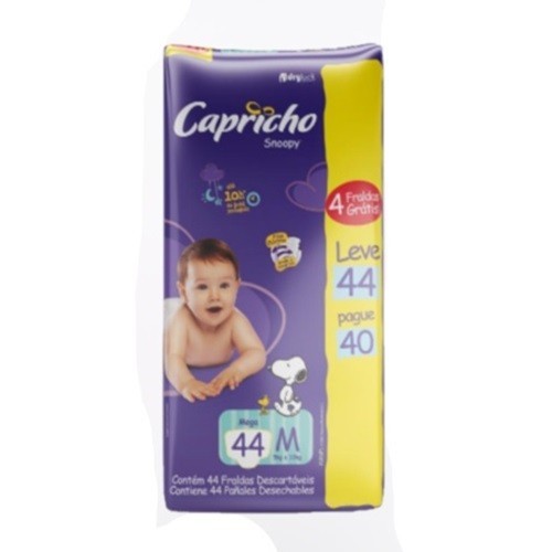 FRALDA INFANTIL CAPRICHO SNOOPY TAM M -PACOTE MEGA - LEVE 44 E PAGUE 40 UNIDADES - CAPRICHO SNOOPY