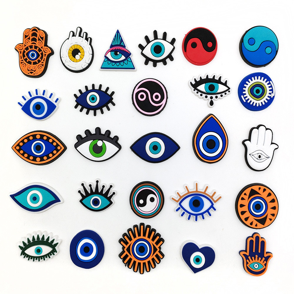 1 Peça Amuletos De Sapato De Desenho Animado Olho Do Diabo DIY Tamancos Acessórios Cabem Sandálias Alfinetes Chinelo