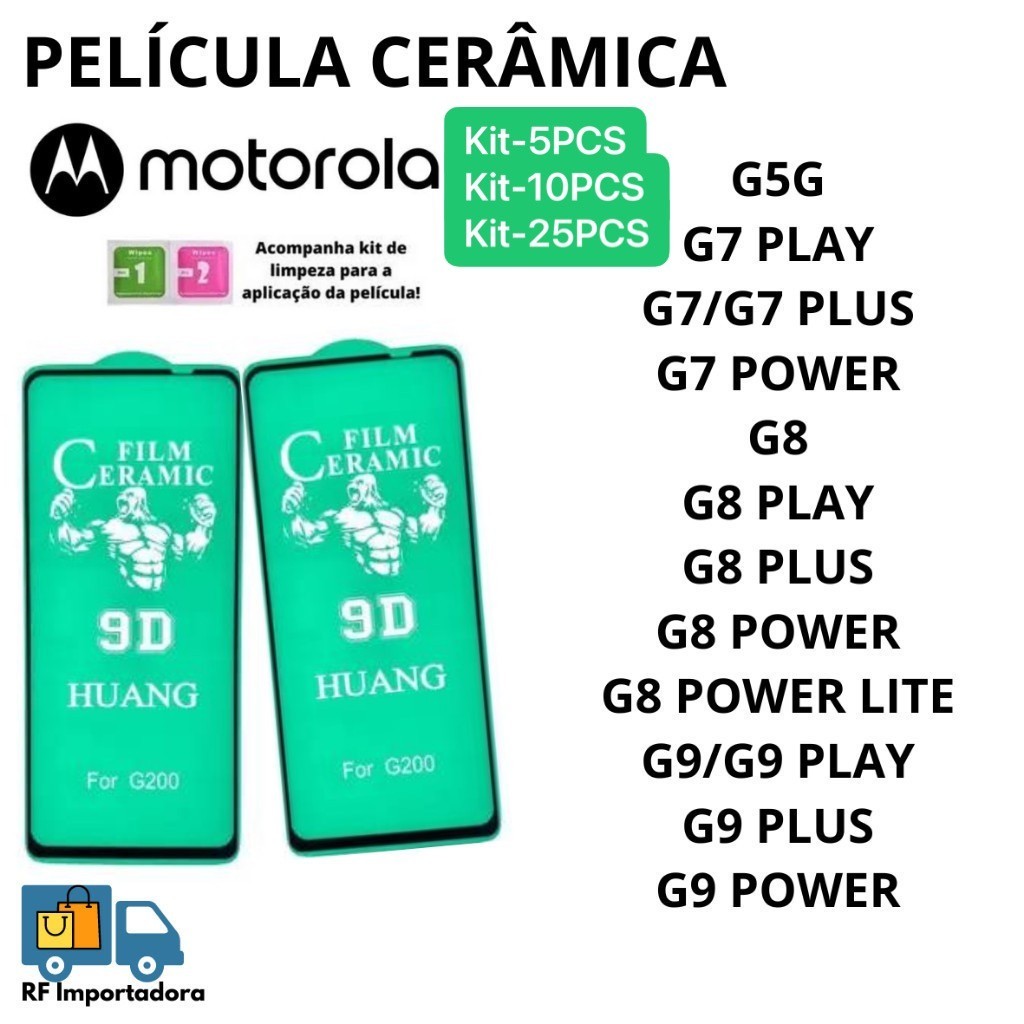 Kit 5Pcs/10Pcs/25Pcs Película Cerâmica Flexível 9D Moto G7 Power G8 PLAY G8 PLUS G8 POWER G9 PLAY G9 PLUS G9 POWER