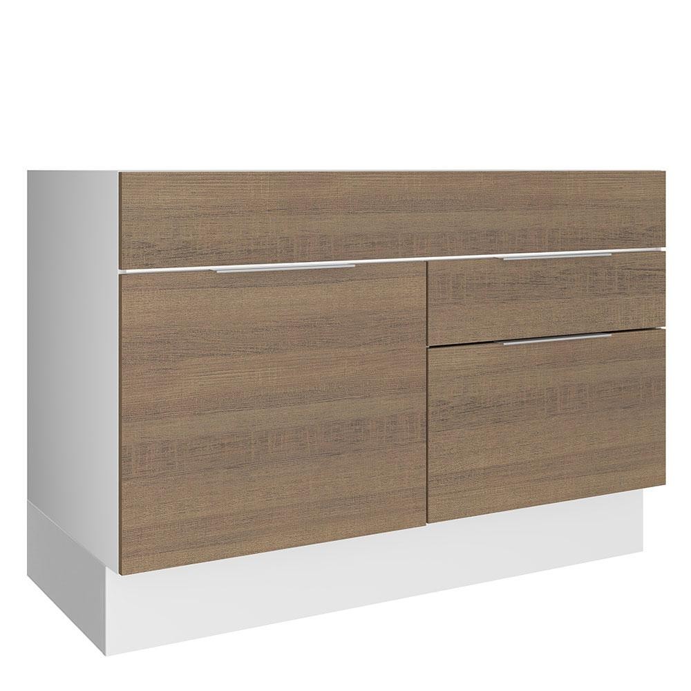 Balcão de Pia Madesa Stella 1 Porta e 2 Gavetas - Branco/Rustic - Home & Living
