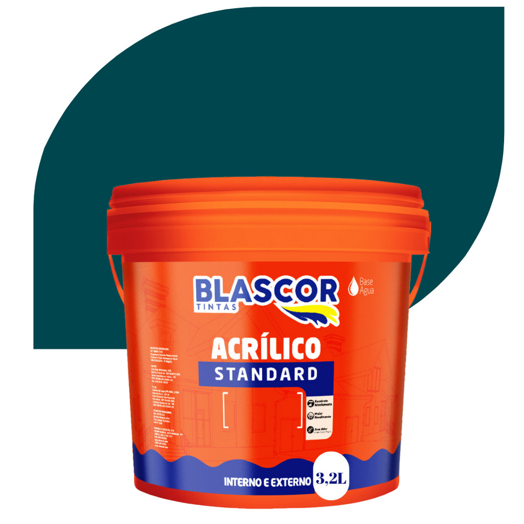 Tinta Azul Petróleo para Parede Acrílica 3,2l Blascor Standart Interna Externa em Oferta na Shopee