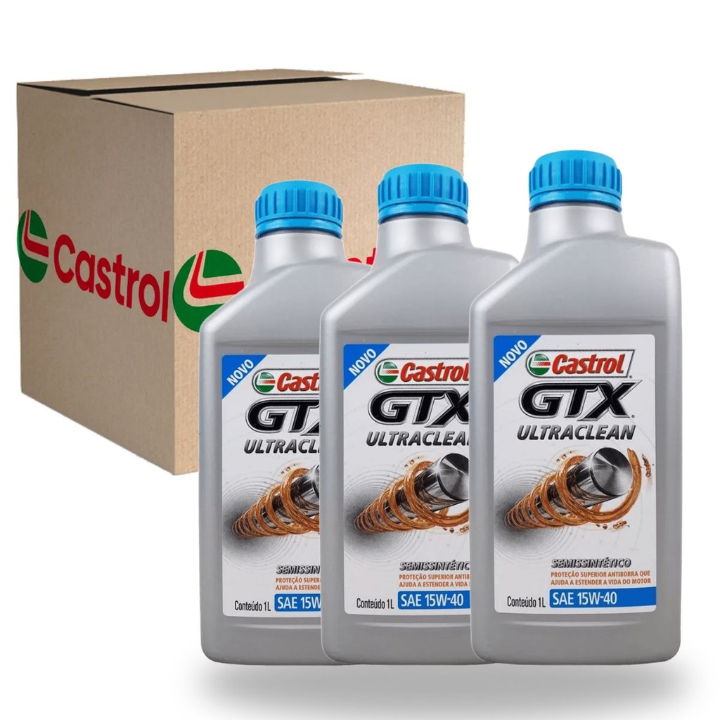 Kit 3 Oleos Lubrificante GTX 15w40 Semisintético SAE Original Castrol em Oferta na Shopee