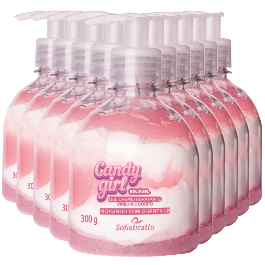 10 Creme Hidratante Virilha e Corpo Candy Girl Morango Sofisticatto COMESTÍVEL