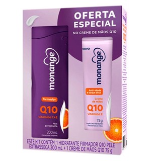 Kit Hidratante Corporal Monange Firmador Q10 Pele extrasseca 200ml + Creme de Mãos Monange Q10 Vitamina E 75g em Oferta na Shopee
